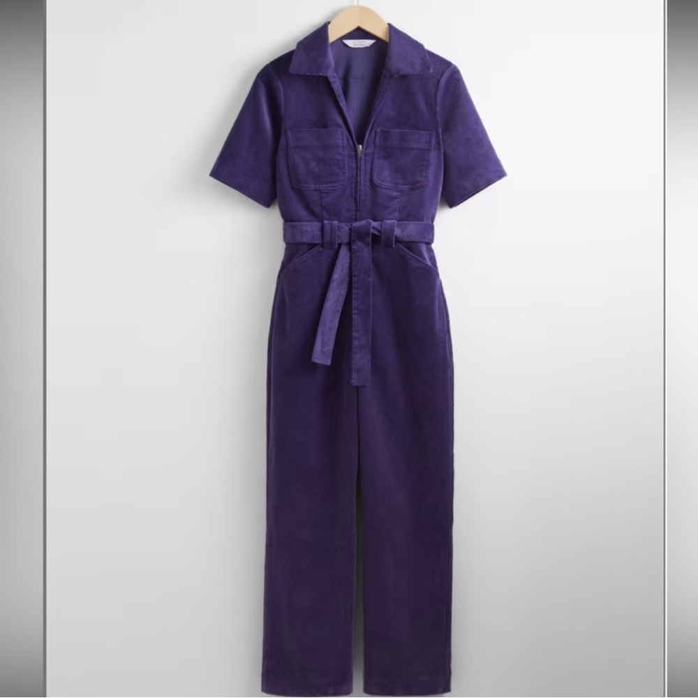 NWT size 10 & Other Stories Purple Short-Sleeve Corduroy Jumpsuit